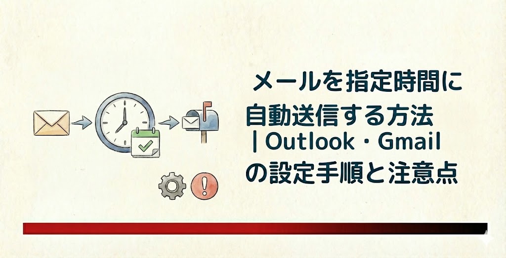 【図解】メールを指定時間に自動送信する方法|Outlook・Gmailの設定手順と注意点のアイキャッチ画像