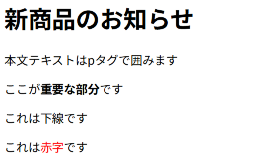 HTMLのWEB上での表示例