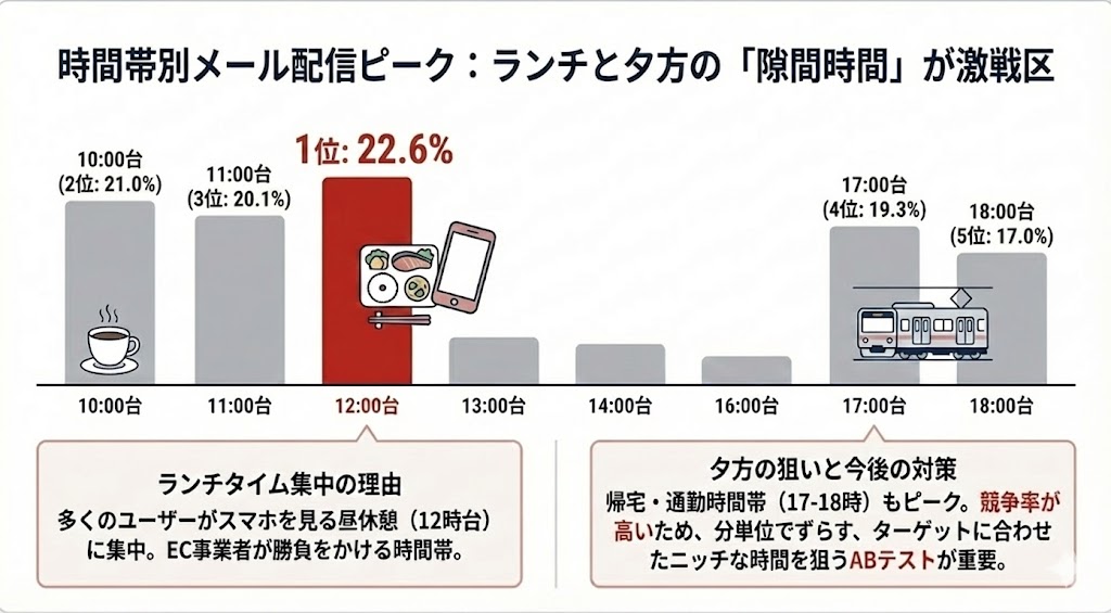 配信ピークは12時台：ランチタイムと夕方の「隙間時間」が激戦区