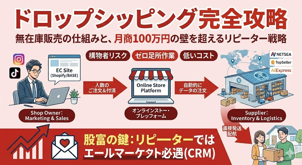 ドロップシッピングとは？無在庫販売のメリット・デメリットと稼ぐコツ